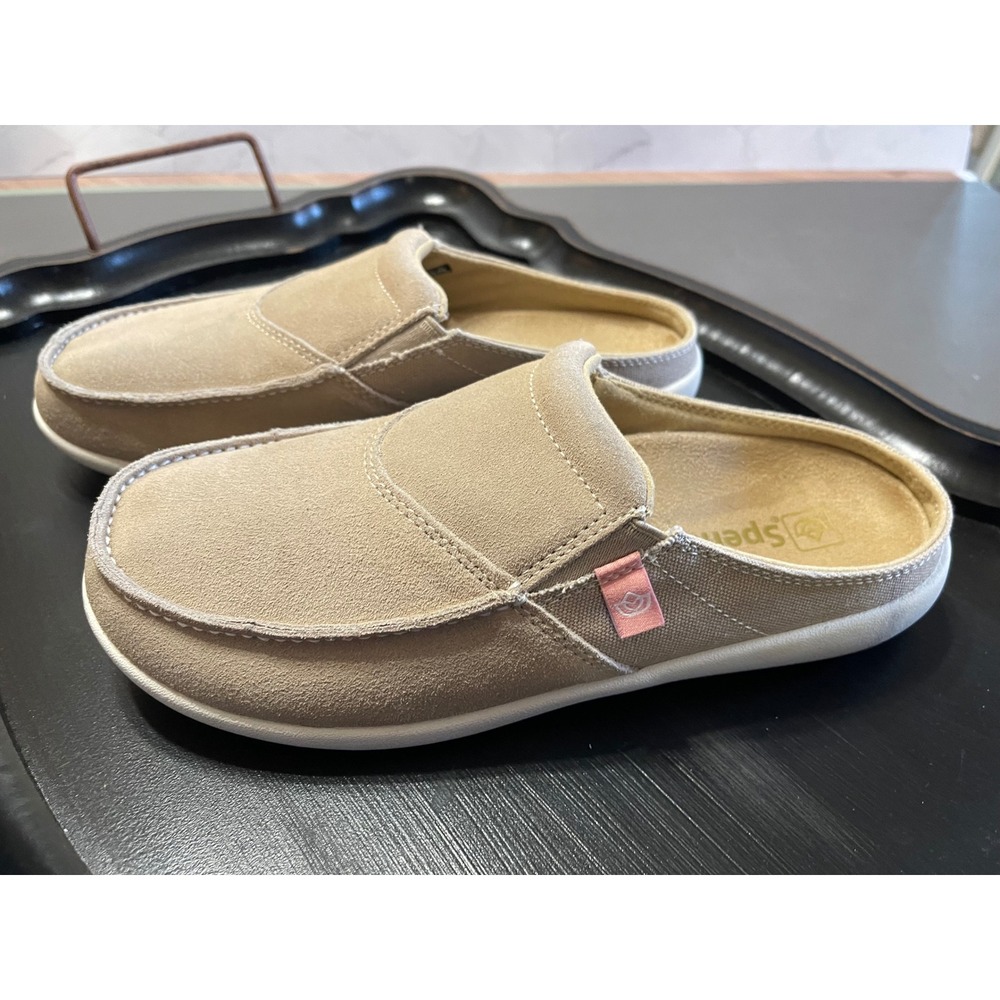 Spenco Siesta Slide Tan Suede Orthotic Mules Slip On Shoes Womens 10